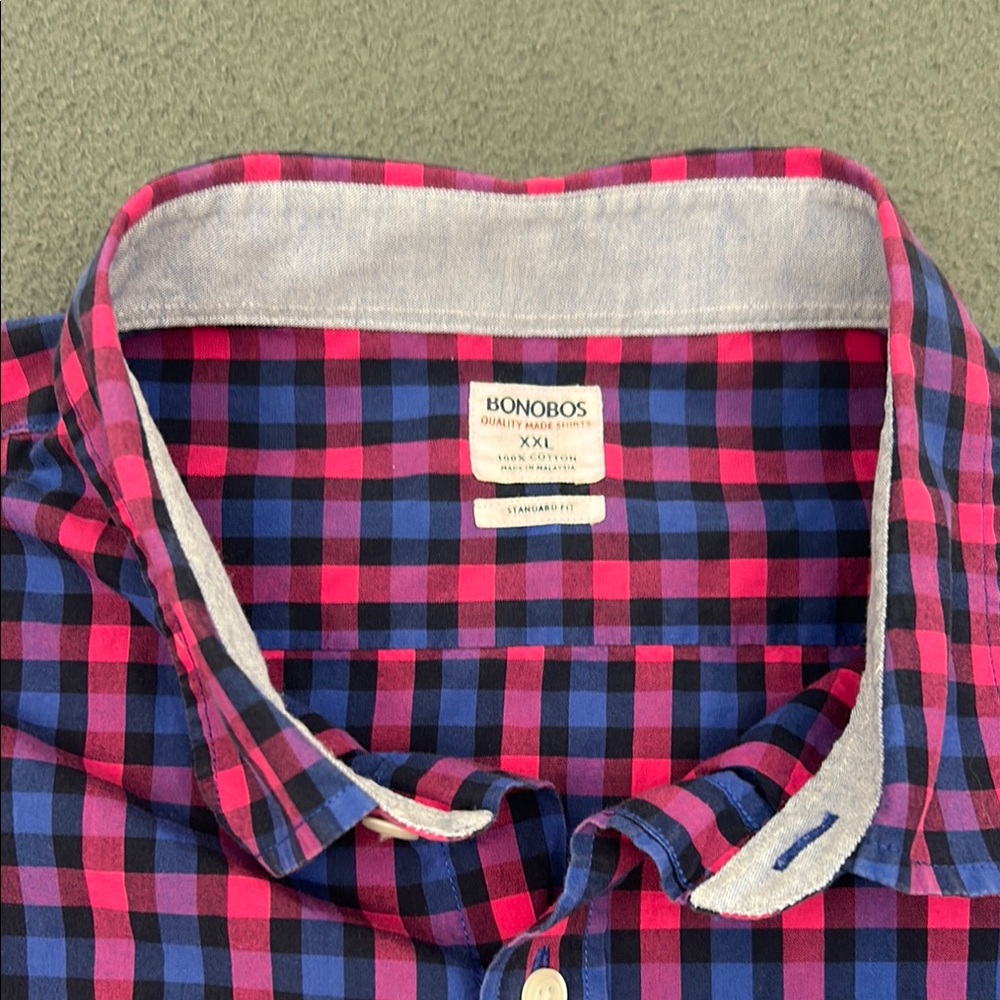 Bonobos Blue & Pink Gingham Check Shirt | Men's XXL - Picture 2 of 11